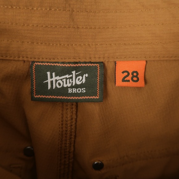 Howler Bros Watermans Work Shorts Mens 28 Brown Ripstop Stretch Nylon Outdoor - Picture 6 of 8